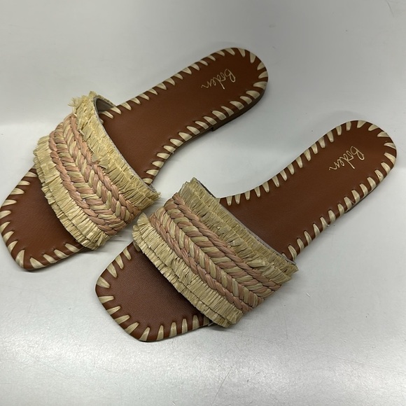 Boden Slides Sandals Mules Slip On Shoes Rafia Straw Cream Natural Size 39 US 9 - Picture 4 of 7